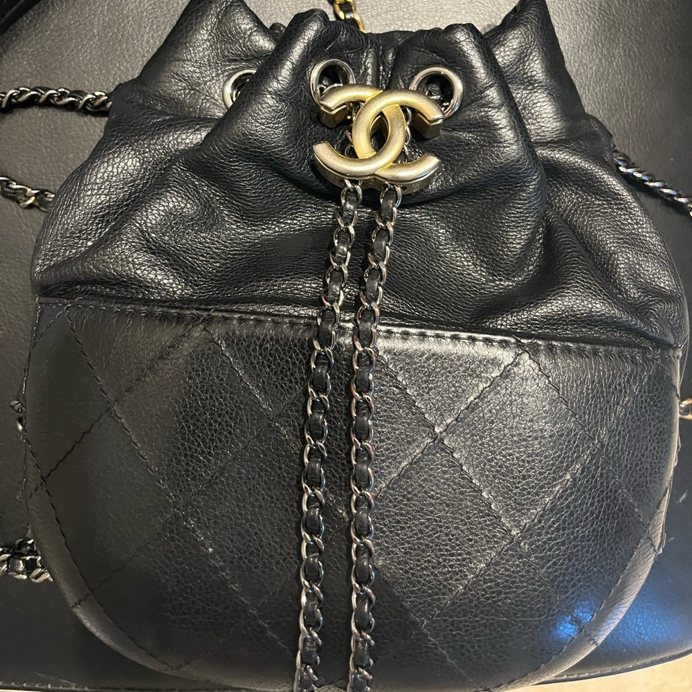 Chanel Black Quilted Calfskin Small Gabrielle Bucket Bag